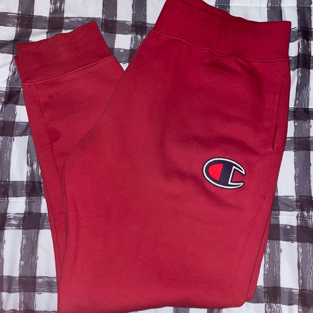 Red champion joggers